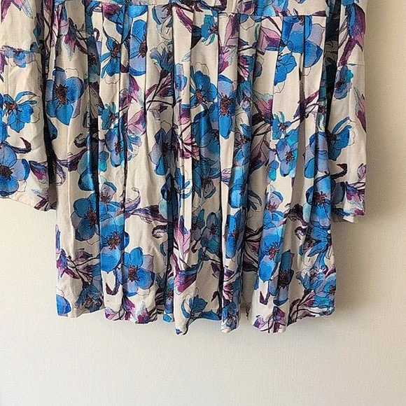 Free People Womens 10 Tegan Mini Dress Blue Floral Printed Boho Western Casual - Picture 2 of 8